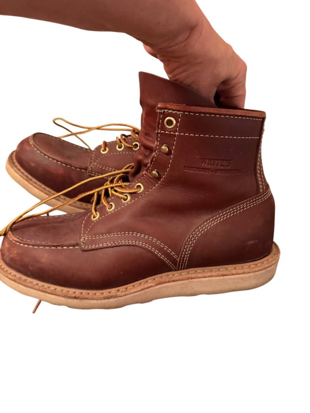 White’s Boots Mens Perry 6" Moc-toe Work Boots Size 9D Reddish Brown Leather USA